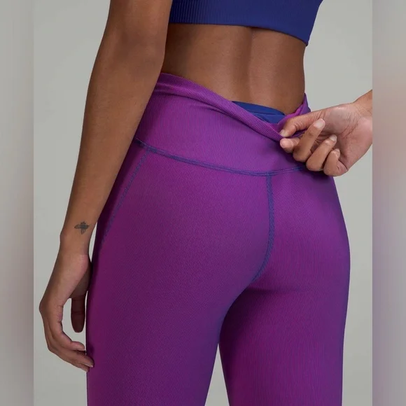Lululemon Base Pace High Rise Tight 25” – Two-Tone Ribbed Size 8 - Picture 4 of 16
